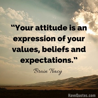 Your attitude is an expression of your values beliefs and expectations Quote