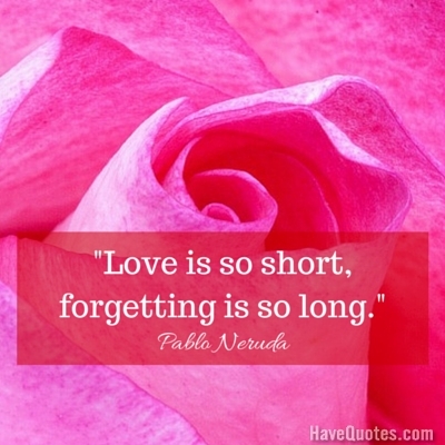 Love is so short forgetting is so long Quote