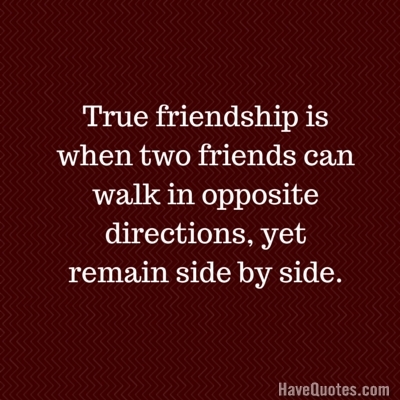 True friendship is when two friends can walk in opposite directions yet remain side by side Quote