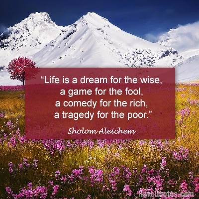 Life is a dream for the wise a game for the fool a comedy for the rich a tragedy for the poor Quote