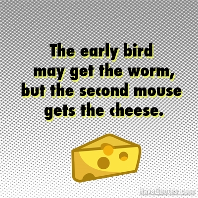 The early bird may get the worm, but the second mouse gets the cheese Quote