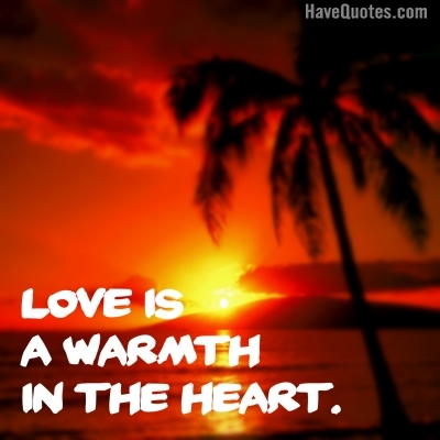 Love is a warmth in the heart Quote