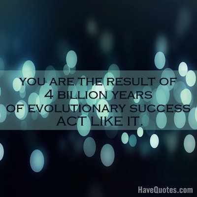 You are the result of 4 billion years of evolution Quote
